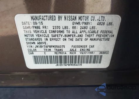 2015 Infiniti Q50 Premium z USA, uszkodzony, nr VIN JN1BV7AP8FM354075